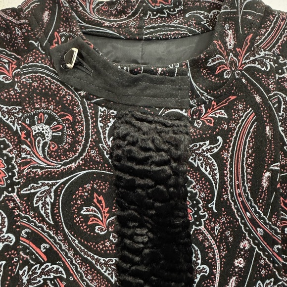 Doncaster Size 12 Velvet Paisley Jacket Curly Lamb Trim Classic Vintage - Picture 5 of 8